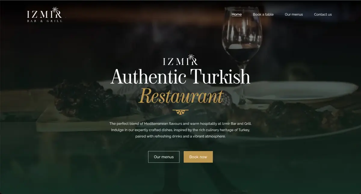 Izmir Bar & Grill homepage redesign